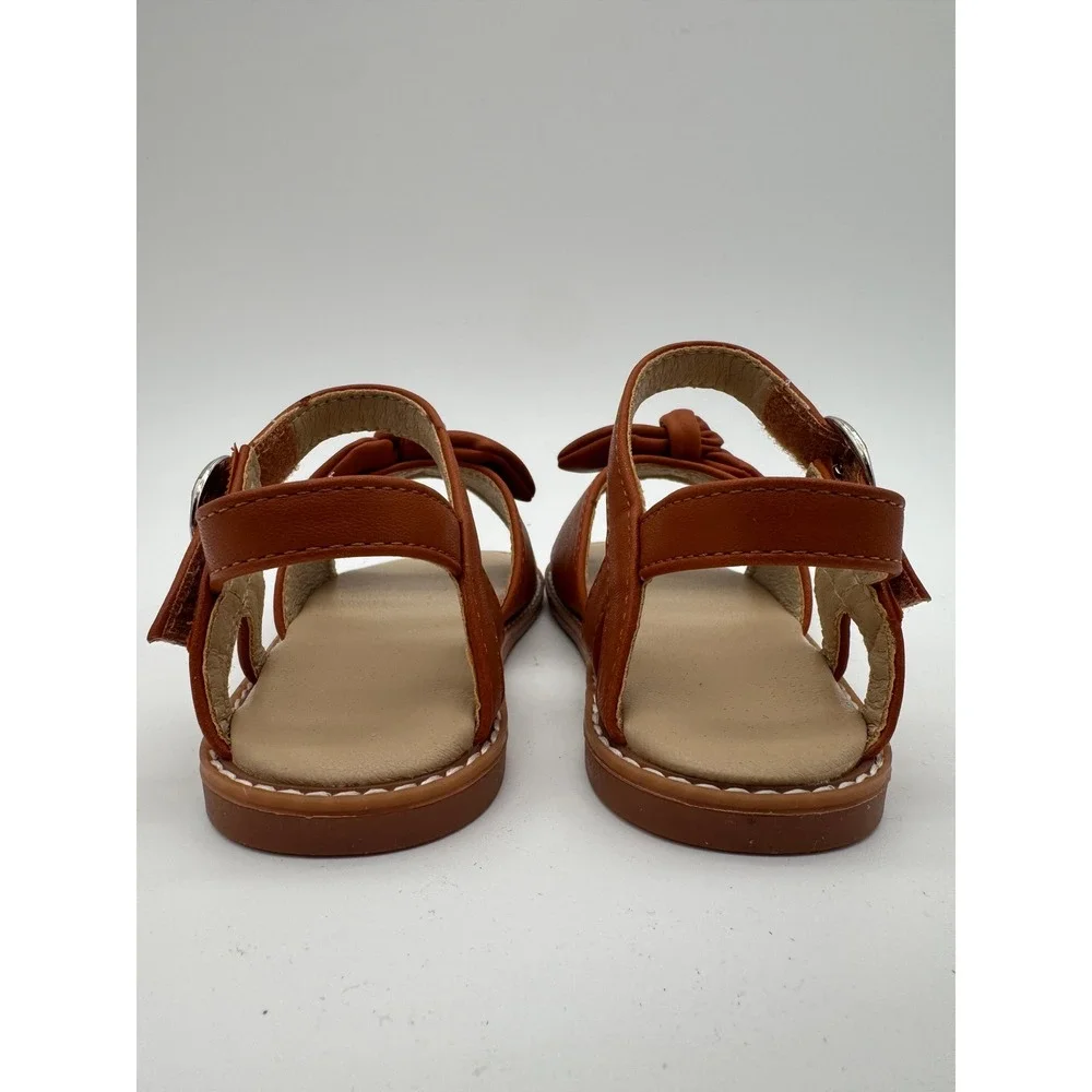 Girls Sandals US 8 Brown Bow Strap Dress Casual Toddler Shoes‎
